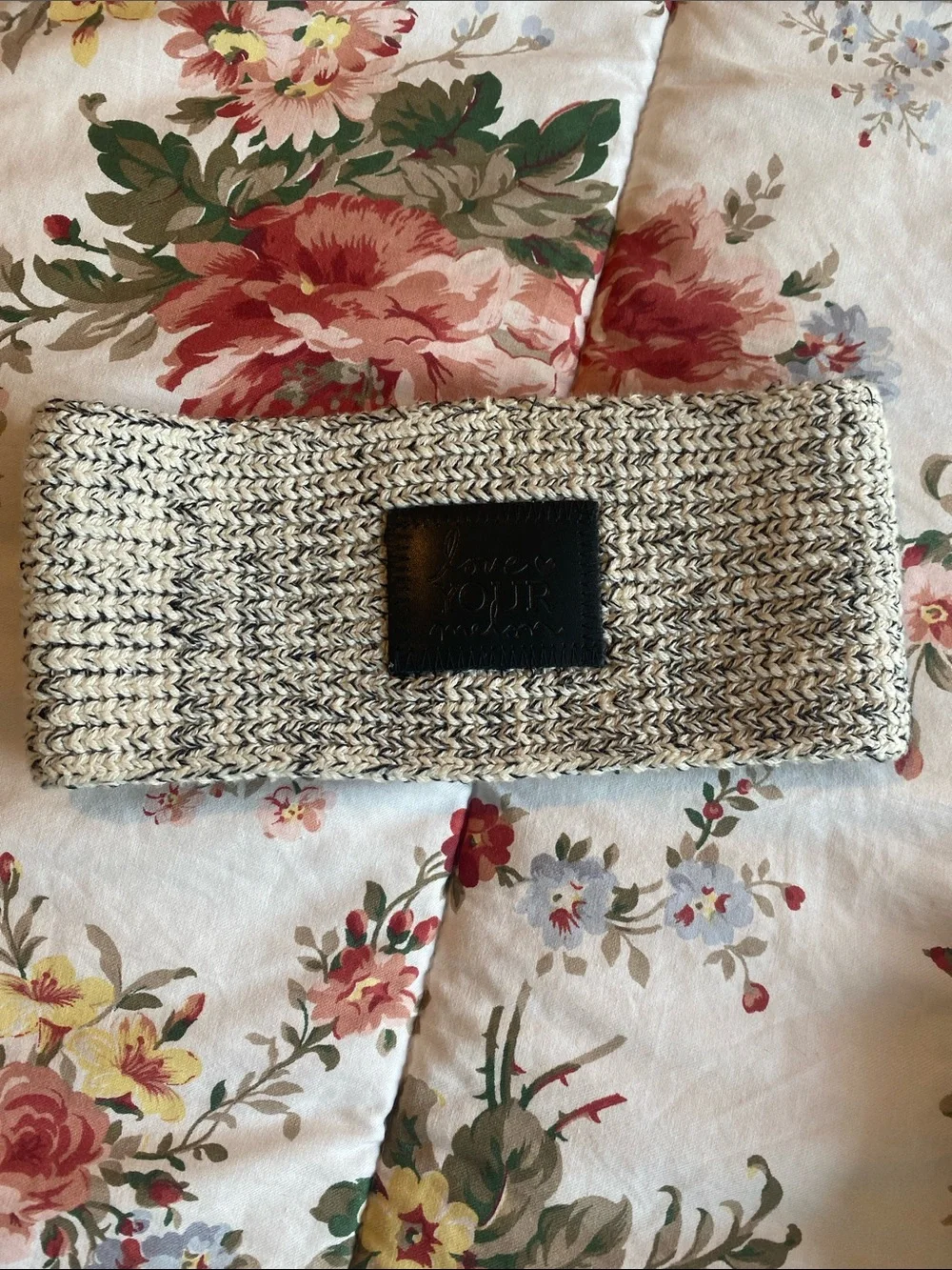 Love Your Melon Headband for Women, Ear Warmer, Black and Cream Knit